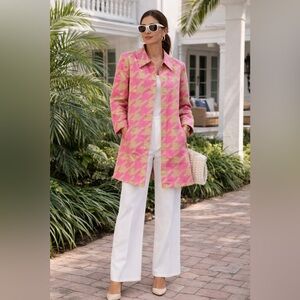 Isaac Mizrahi Target 20th Anniversary Pink/Beige Houndstooth Jacket Size Small